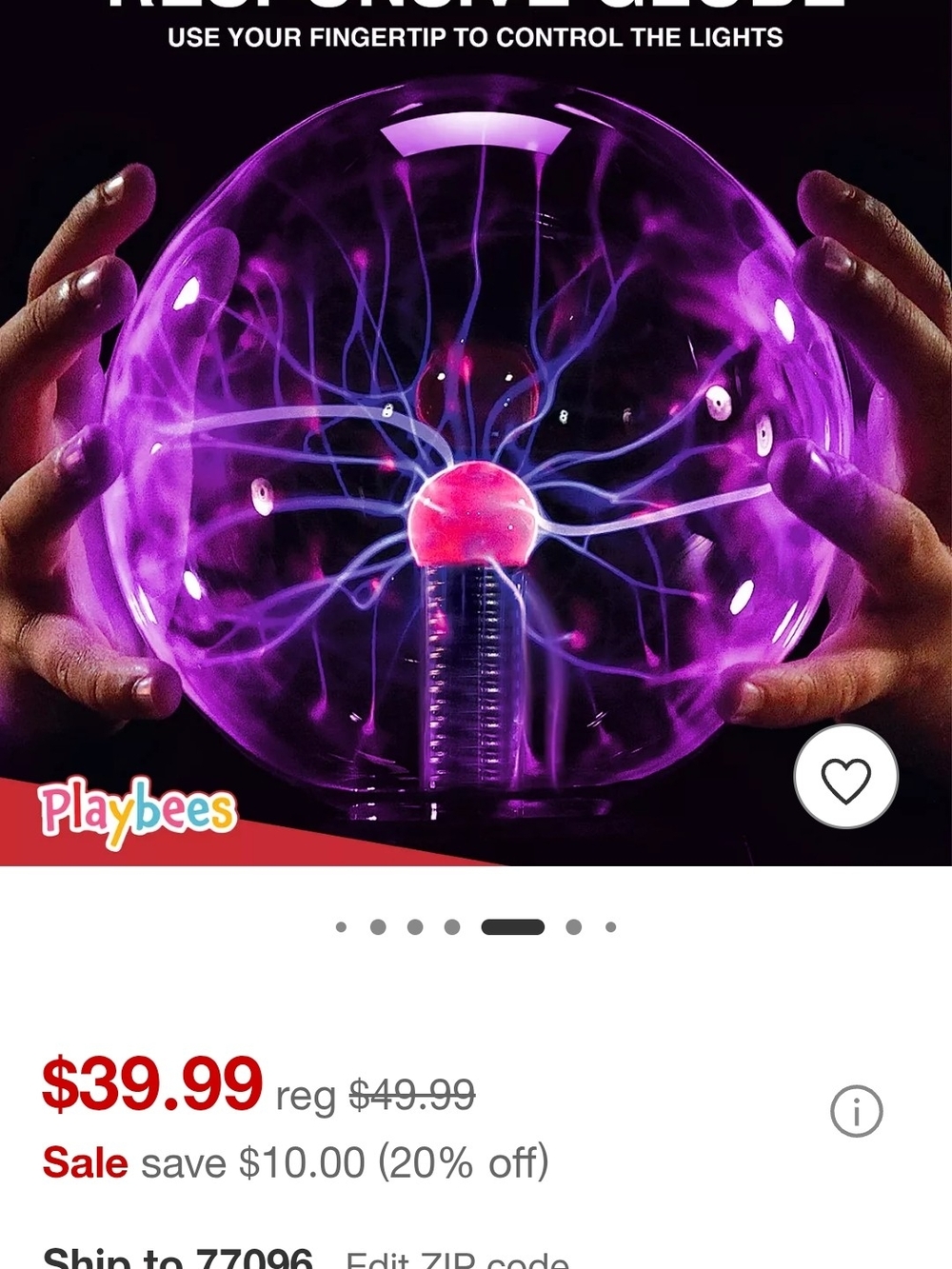 Playbees Purple Plasma Ball Night Light